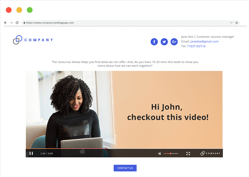 Send customized video landing pages